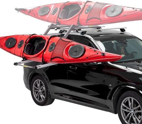 TOOENJOY Heavy-Duty Kayak Lift Assist Roof Rack, 100 LBS Capacity Kayak Canoe Rooftop Loader, Elevating Assist System for Easy Loading