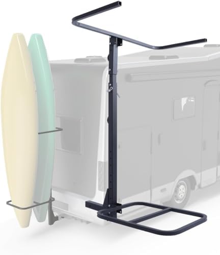 Upgraded RV Hitch Mount Kayak Rack Height Adjustable Vertical Kayak Carrier for RV, Truck, SUV Holds 2 Kayaks up to 12' & 150LBS & 2'' Hitch Receiver