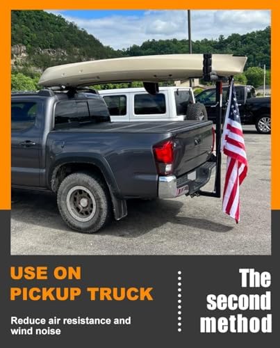 Upgraded RV Hitch Mount Kayak Rack Height Adjustable Vertical Kayak Carrier for RV, Truck, SUV Holds 2 Kayaks up to 12' & 150LBS & 2'' Hitch Receiver