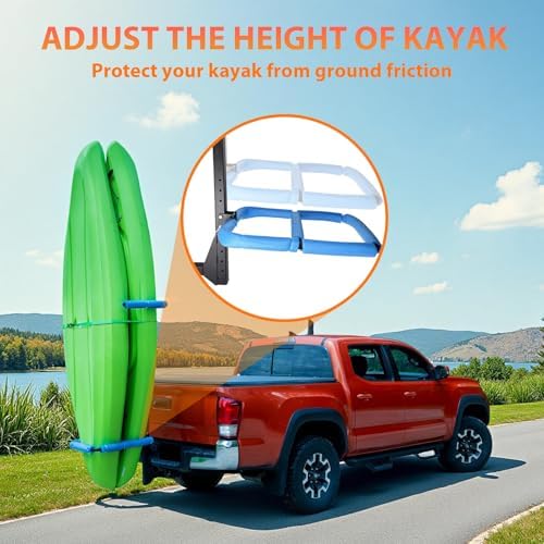 RV Kayak Rack for Camper, Vertical Kayak Hitch Rack Carrier Fits Up to 12' Kayaks, 2'' Hitch Receiver 150LBS for RV Truck SUV