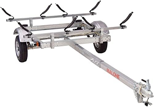 Malone MPG586XV EcoLight 2 Kayak Trailer with 2 V-Rack Kayak Carriers | 14' / 400 lbs Capacity | Fully Submersible | Marine Grade Galvanized Steel Construction