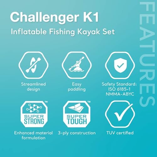 INTEX Challenger Inflatable Kayak Series: Includes Deluxe 86in Kayak Paddles and High-Output Pump – SuperStrong PVC – Adjustable Seat with Backrest – Removable Skeg – Cargo Storage Net